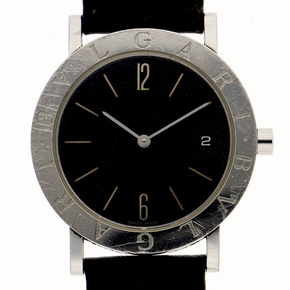 WATCH BVLGARI BB33SLD Bulgari Bulgari black SS/leather QZ - Picture 1 of 7
